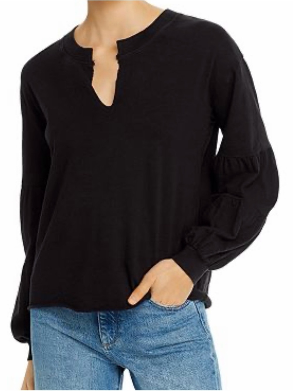 Nation LTD Teanna Tiered Long Sleeve Top Black
